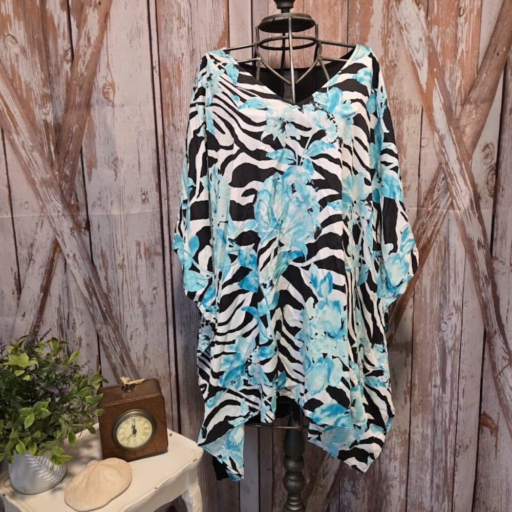 CHICO'S Zebra & Floral Print Tunic